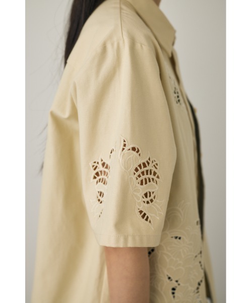 ブラウス シャツ 「M_」カットワーク刺繍オーバーシャツ オーガニックコットン使用 レディース セール】【M_】カットワーク刺繍オーバーシャツ オーガニック