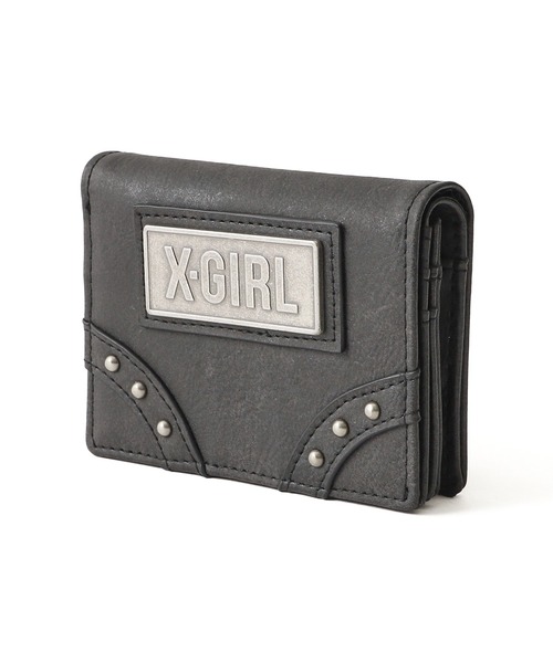 X-girl（エックスガール） 財布 METAL LABEL FAUX LEATHER MINI WALLET