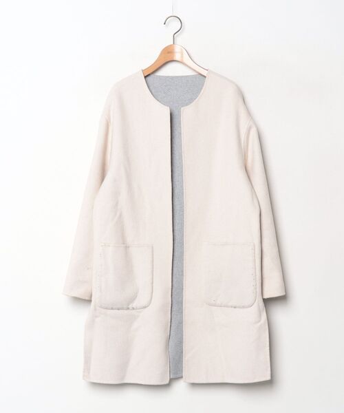 「Khaju」 ノーカラーコート ONE SIZE グレー レディース_画像3