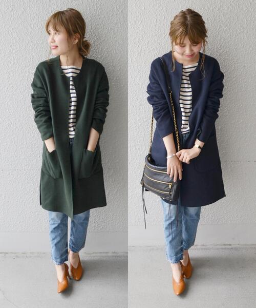 「Khaju」 ノーカラーコート ONE SIZE グレー レディース_画像4