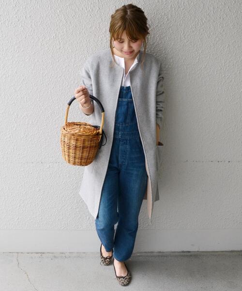 「Khaju」 ノーカラーコート ONE SIZE グレー レディース_画像6