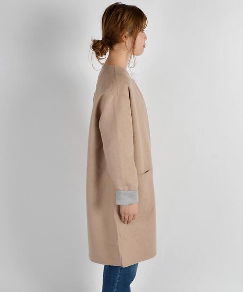 「Khaju」 ノーカラーコート ONE SIZE グレー レディース_画像7
