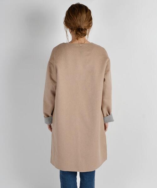 「Khaju」 ノーカラーコート ONE SIZE グレー レディース_画像9