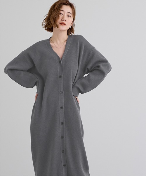 ur's（ユアーズ） ワンピース Vネックロングニットカーディガン