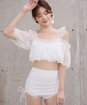 水着 レディース水着 オフショル風オーガンジー...の詳細画像1