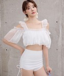 水着 レディース水着 オフショル風オーガンジー...の詳細画像2