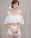 水着 レディース水着 オフショル風オーガンジー...の詳細画像3