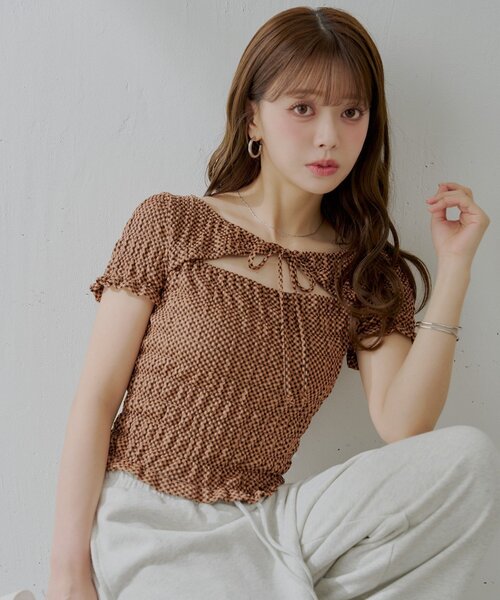 CHICO タグ付き　フロントリボンボレロデザインT セール】【6色展開】フロントリボンボレロデザインT（Tシャツ