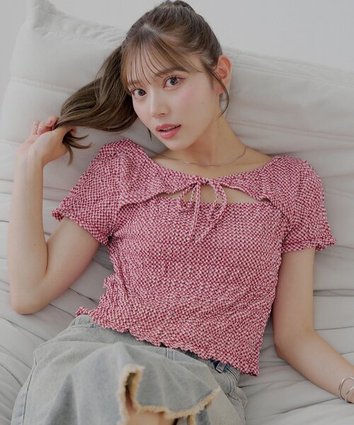 Chico フロントリボンボレロデザインT セール】【6色展開】フロントリボンボレロデザインT（Tシャツ