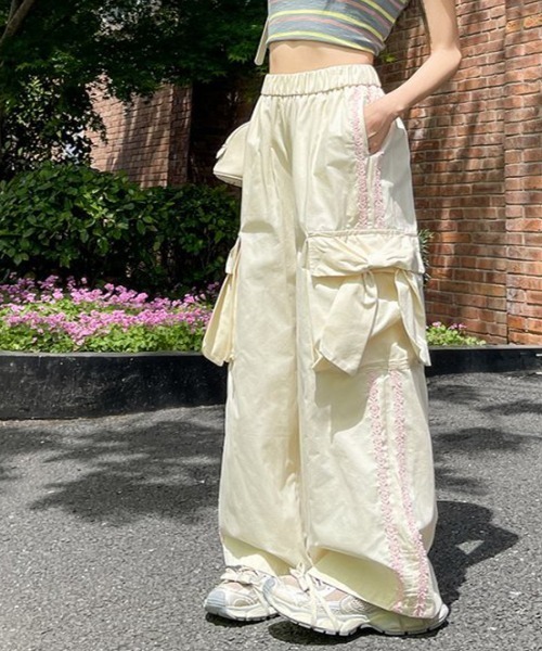 Riff カーゴパンツ リボンポケットレースラインカーゴパンツ
