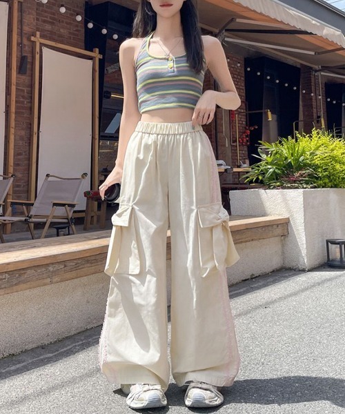 Riff（リフ） カーゴパンツ リボンポケットレースラインカーゴパンツ