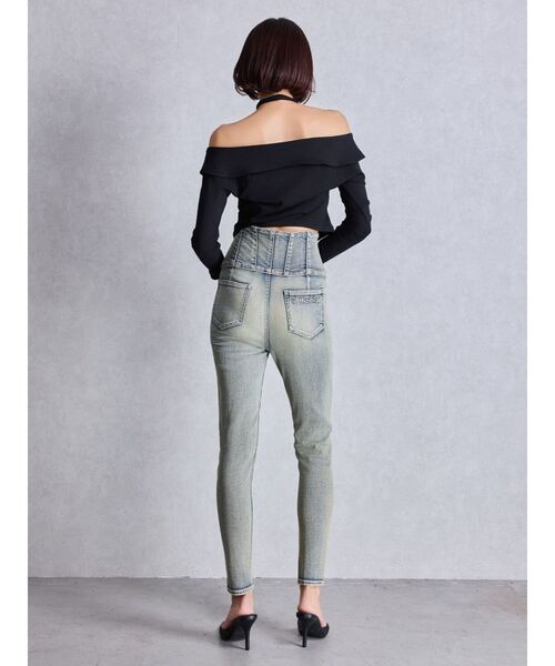 GYDA スキニーデニム 新品 GYDA ジーンズ デニム デニムパンツ ハイウエスト STUPID IN