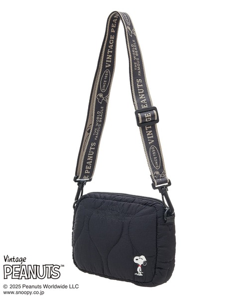 pin キルティング ブラック ショルダーバッグ PEANUTS ショルダーバッグ バッグ キルティングショルダー レディース