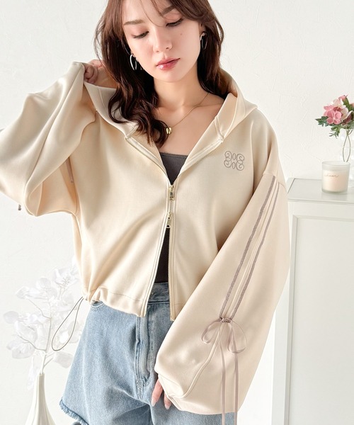 「mily bilet」 ジップアップパーカー SMALL 杢グレー レディース