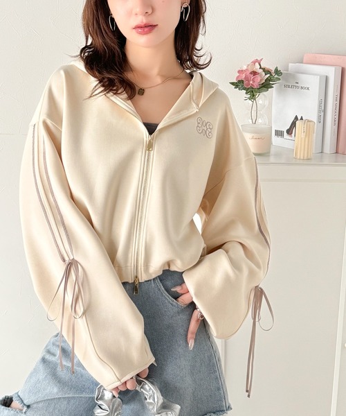 「mily bilet」 ジップアップパーカー SMALL 杢グレー レディース