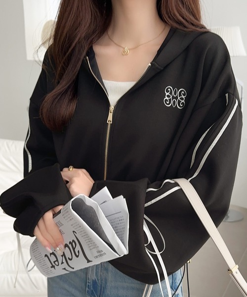 「mily bilet」 ジップアップパーカー SMALL 杢グレー レディース