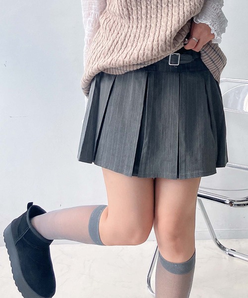 AS KNOW AS（アズノゥアズ） スカートベルト付プリーツミニスカート