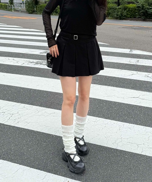 AS KNOW AS（アズノゥアズ） スカートベルト付プリーツミニスカート