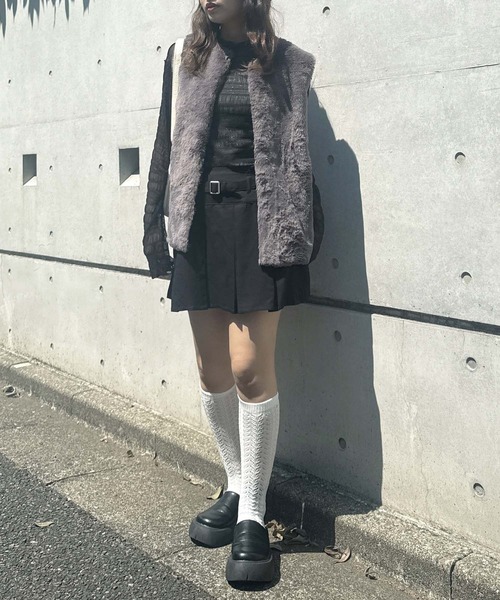 AS KNOW AS（アズノゥアズ） スカートベルト付プリーツミニスカート