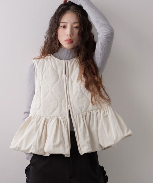 rectangle（レクタングル） ベスト ジレ フレアキルティングベスト