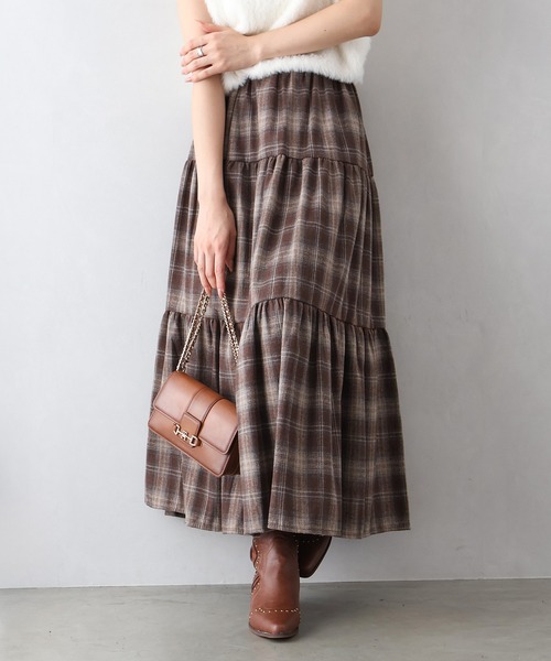SpRay（スプレイ） スカート チェックティアードロングスカート