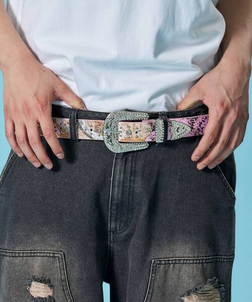 ARTS&SCIENCE Stone Belt ストーンベルト レザー 本革 SEQUENZE ベルト ラインストーン / メンズスタッズベルト RHINESTONE