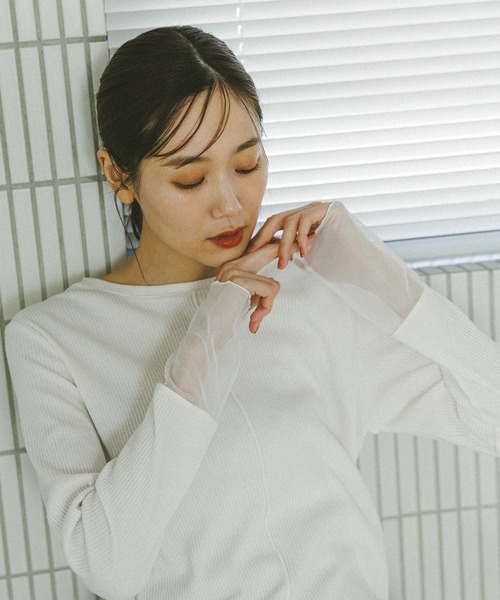 GLOBAL WORK（グローバルワーク） tシャツ Beauteeシアー切り替え長袖