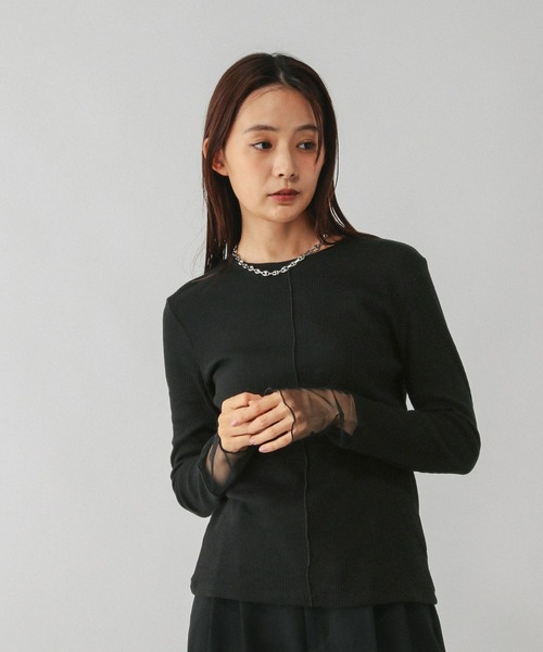 GLOBAL WORK（グローバルワーク） tシャツ Beauteeシアー切り替え長袖