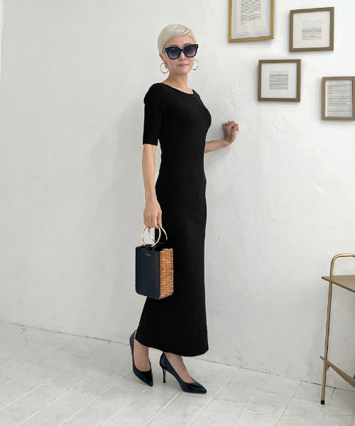 「JENNE」 半袖ワンピース MEDIUM ブラック レディース_画像5