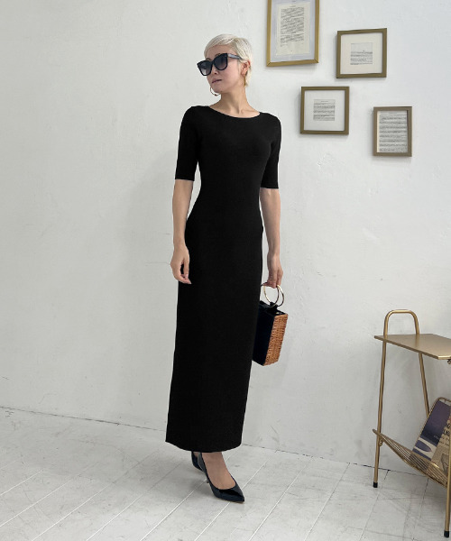 「JENNE」 半袖ワンピース MEDIUM ブラック レディース_画像6