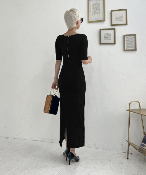 「JENNE」 半袖ワンピース MEDIUM ブラック レディース_画像7