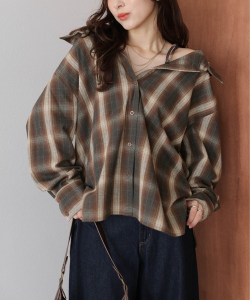 レディース チェック ニットシャツ ブラウス シャツ 3wayチェックシャツ レディース : ZOZOTOWN Yahoo!店