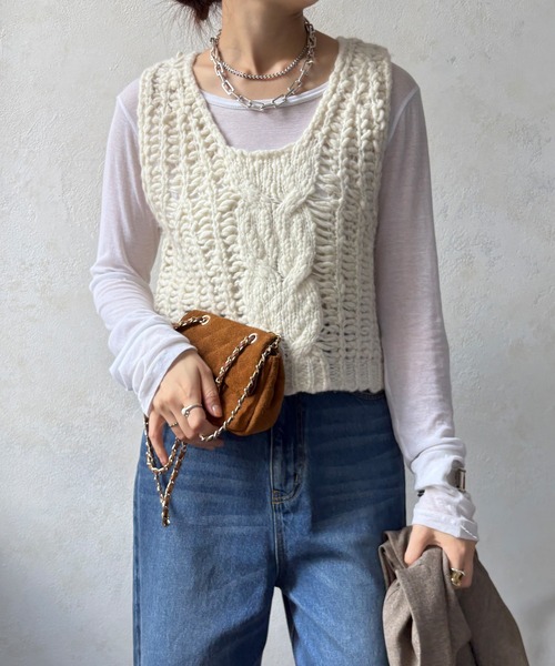 DouDou（ドゥドゥ） ニット セーター 「WEB限定」ケーブル編み