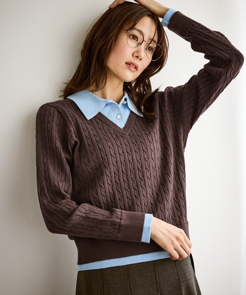 【数日のみ出品】新品　今季フェイクレイヤードニット フェイクレイヤードニット 通販【ニッセン】