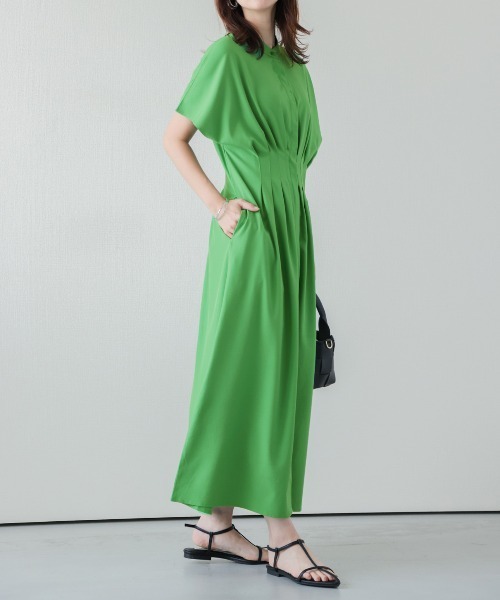 「La-gemme」 半袖ワンピース フリー グリーン レディース_画像9
