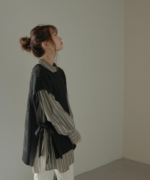 「Fashion Letter」 ノースリーブニット M ブラック レディース_画像2