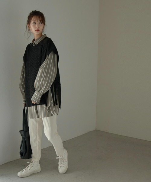 「Fashion Letter」 ノースリーブニット M ブラック レディース_画像4