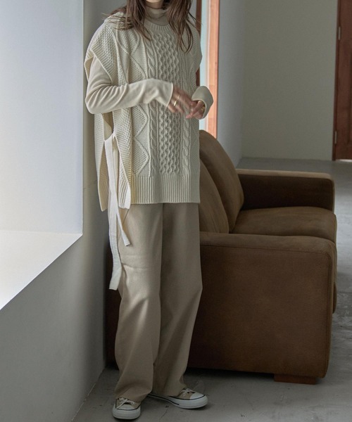 「Fashion Letter」 ノースリーブニット M ブラック レディース_画像6