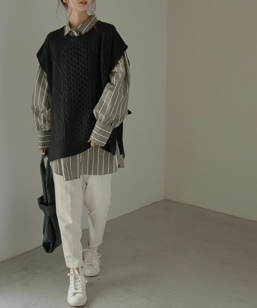 「Fashion Letter」 ノースリーブニット M ブラック レディース_画像7