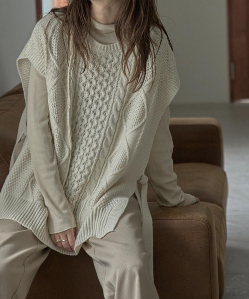 「Fashion Letter」 ノースリーブニット M ブラック レディース_画像8