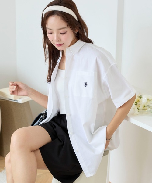 「U.S. POLO ASSN.」 半袖シャツ FREE ネイビー レディース_画像2