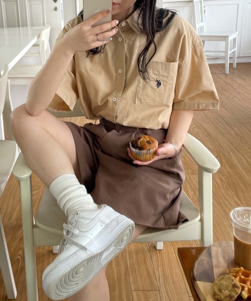 「U.S. POLO ASSN.」 半袖シャツ FREE ネイビー レディース_画像3