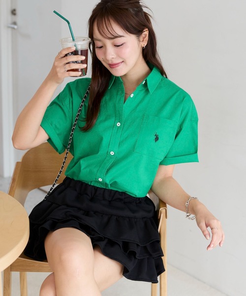 「U.S. POLO ASSN.」 半袖シャツ FREE ネイビー レディース_画像5
