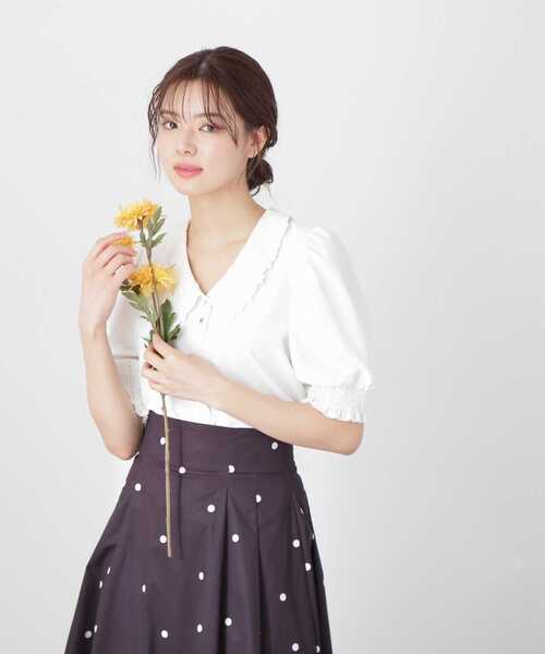 「PROPORTION BODY DRESSING」 半袖ブラウス SMALL ダークグレー レディース_画像3