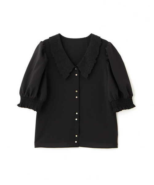 「PROPORTION BODY DRESSING」 半袖ブラウス SMALL ダークグレー レディース_画像6