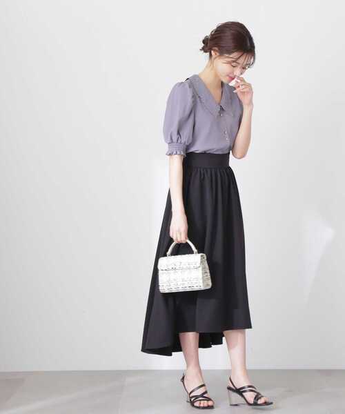 「PROPORTION BODY DRESSING」 半袖ブラウス SMALL ダークグレー レディース_画像8