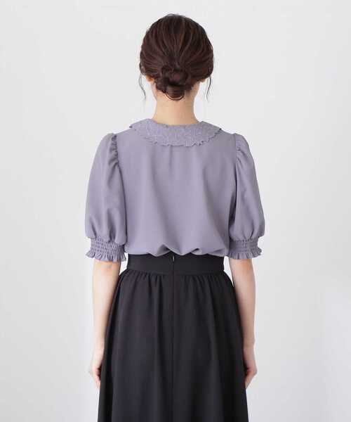 「PROPORTION BODY DRESSING」 半袖ブラウス SMALL ダークグレー レディース_画像9