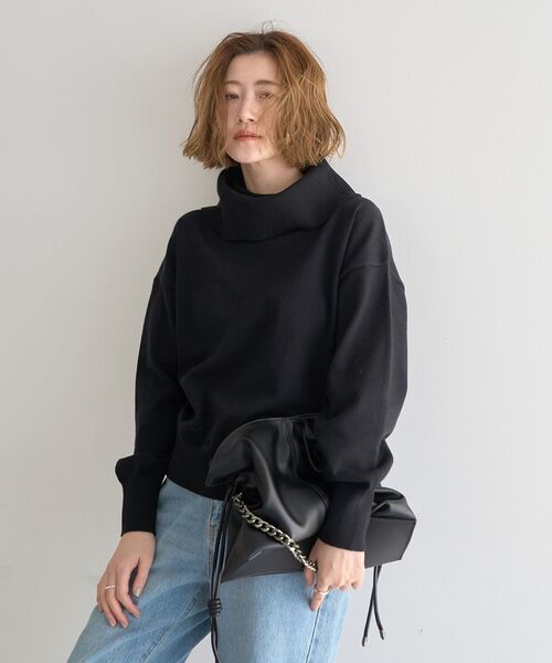 YECCA VECCA・オフタートル裾スリットニット イェッカ ヴェッカ YECCA VECCA ・オフタートル裾スリットニット