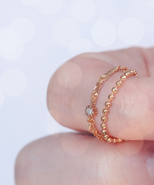 指輪 リング 「WEB限定」K18vermeil ダイヤモンド プロングチェーンリング レディースの画像