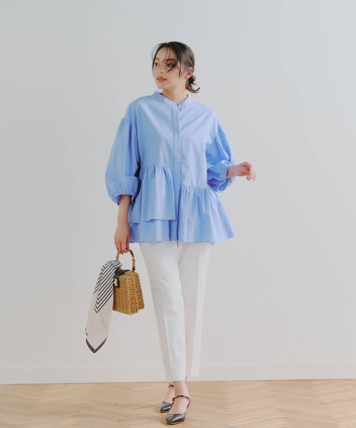 「Droite lautreamont」 7分袖ブラウス M ブルー レディース_画像2